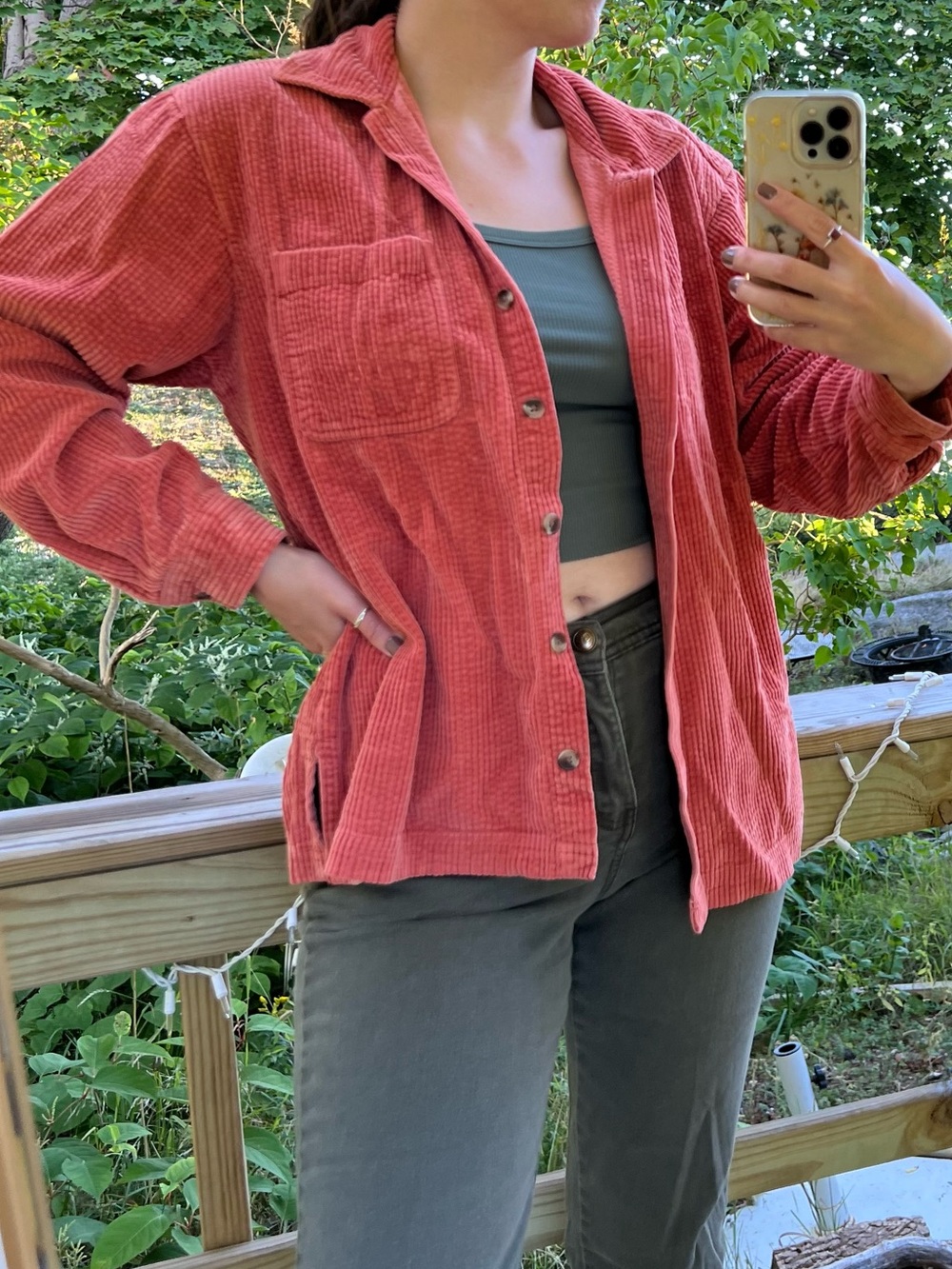 L.L. Bean Coral Corduroy Teddy Jacket